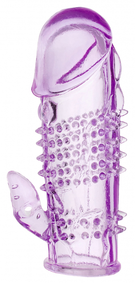Фиолетовая насадка со стимуляцией клитора, 13 см
