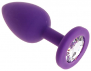 Фиолетовая втулка с прозрачным камнем, 7 см
