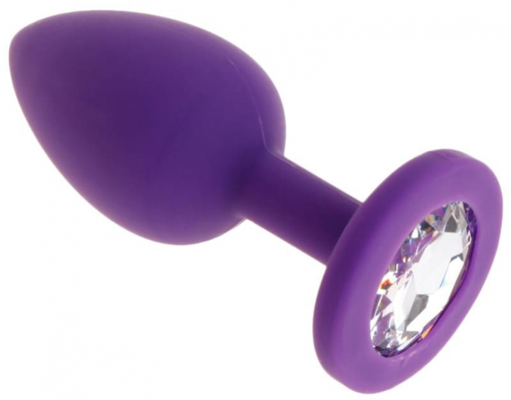 Фиолетовая втулка с прозрачным камнем, 7 см