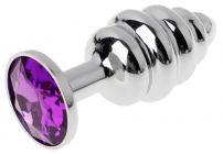Ребристая втулка с фиолетовым камнем, 7 см