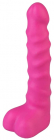 Ярко-розовый анальный стимулятор с мошонкой, 14 см