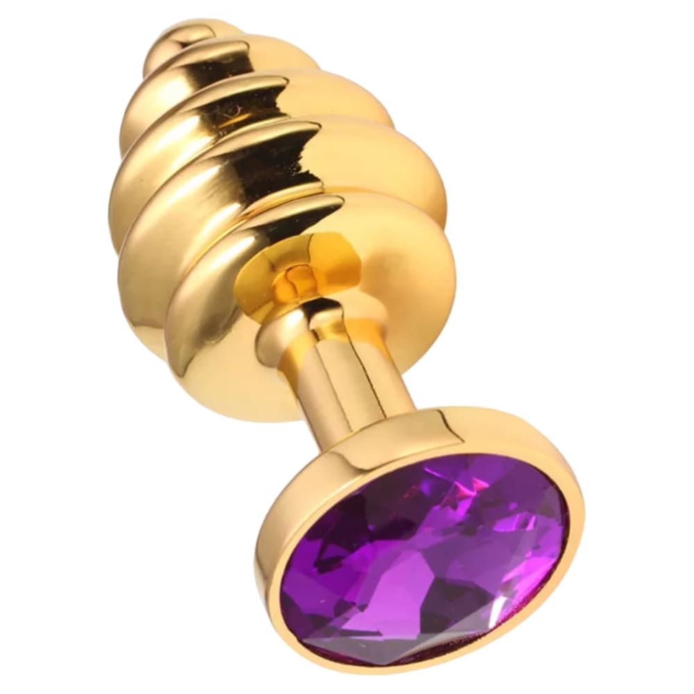 Золотистая втулка с фиолетовым камнем, 7 см